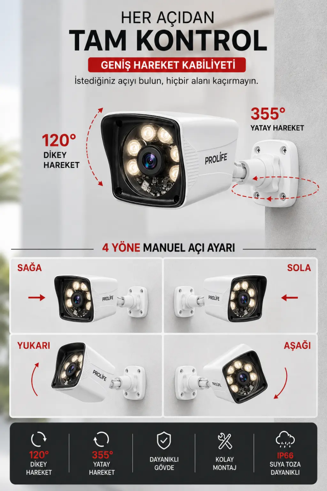 7 Kameralı 5 MP Full HD Gece Renkli Yüz ve Araç Algılamalı Kuruluma Hazır Full Güvenlik Kamerası Seti