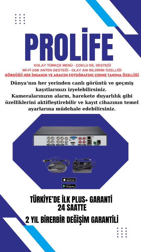 6 Kameralı 5 MP Gece Görüşlü Yapay Zeka Yüz Tanıma ve Araç Algılamalı Olay Anı Bildirimli Güvenlik Kamerası Seti