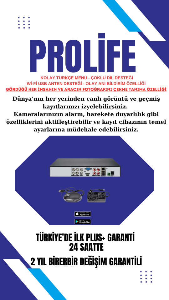 3 Kameralı 5 MP Gece Görüşlü Yapay Zeka Yüz Tanıma ve Araç Algılamalı Olay Anı Bildirimli Güvenlik Kamerası Seti