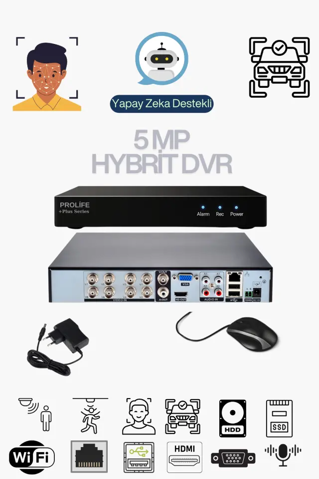 6 LI Sesli Güvenlik Kamerası 5 Mp Gece Renkli Yüz Ve Araç Tanımalı Full Hd Kamera Sistemi