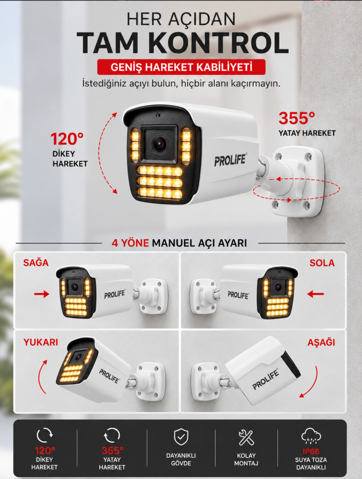 10 Lu Ses Kayıtlı Güvenlik Kamerası 5 Mp Gece Renkli Yüz Ve Araç Tanımalı Full Hd Kamera Sistemi
