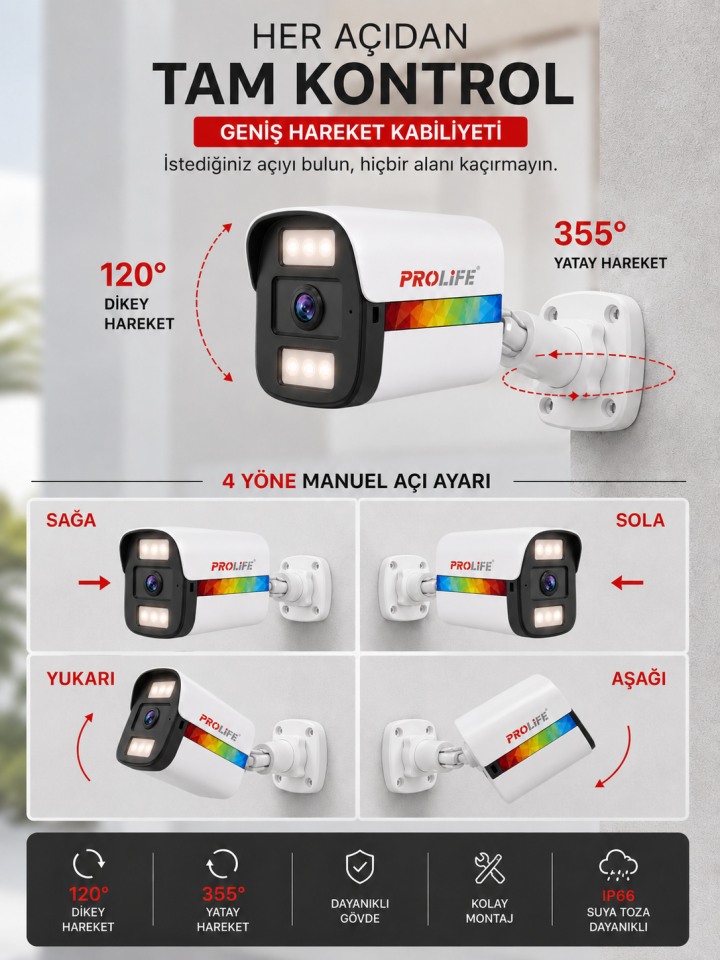 PROLİFE Full HD Warm Led Ses Kayıtlı AHD TVI Güvenlik Kamerası Gece Renkli Görüşlü 2 Yıl Garantili